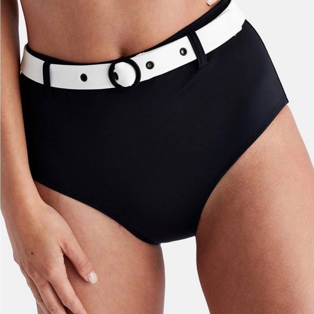 Solid & striped high waist bikini bottom new